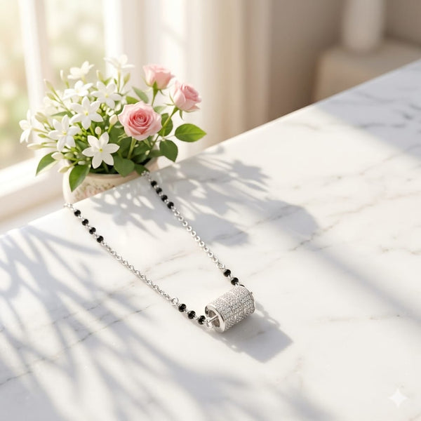 Classic Black Beads Silver Mangalsutra