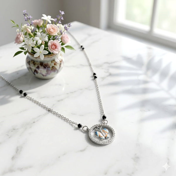 Butterfly Spark Silver Mangalsutra