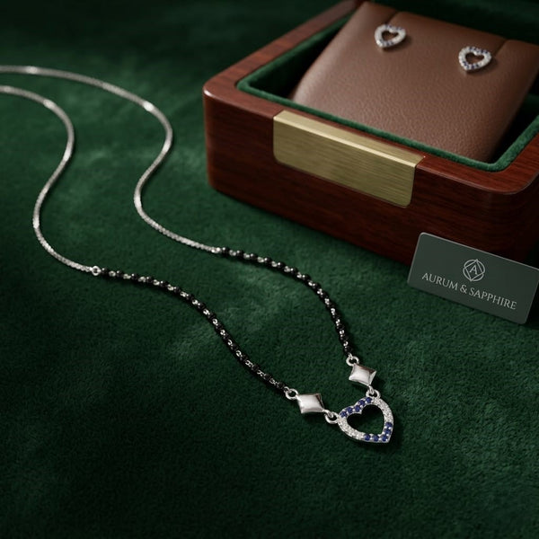 Heart Pendant Silver Mangalsutra