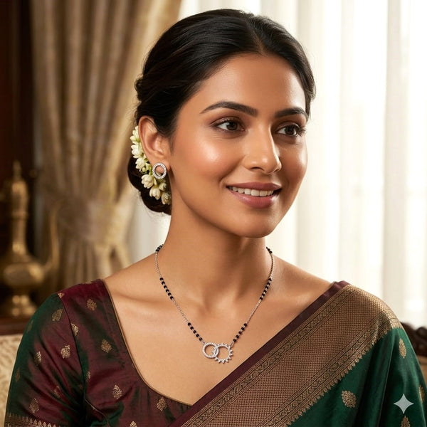 Double Circle Silver Mangalsutra