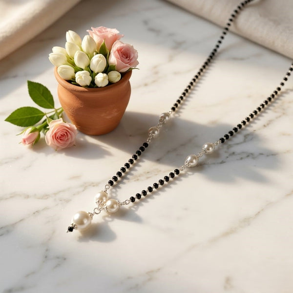 Floral Design Silver Mangalsutra