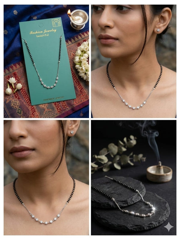 8 Stone Silver Mangalsutra