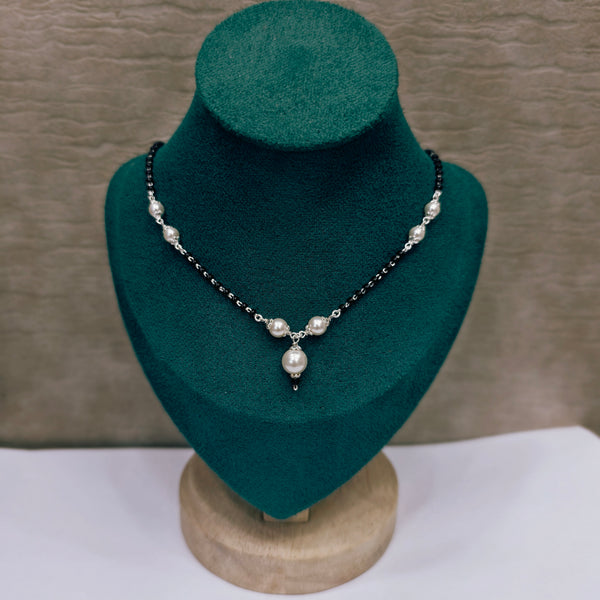 Floral Design Silver Mangalsutra