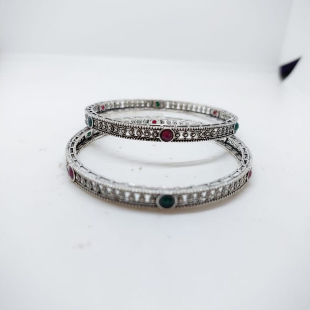 Floral Filigree Oxidised silver Bangle