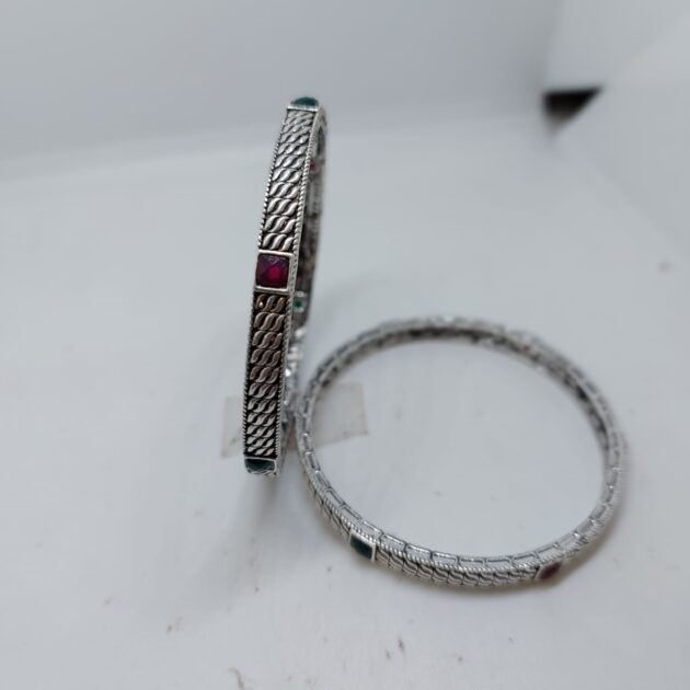 Antique Ghungroo Oxidised silver Bangle - Image 3