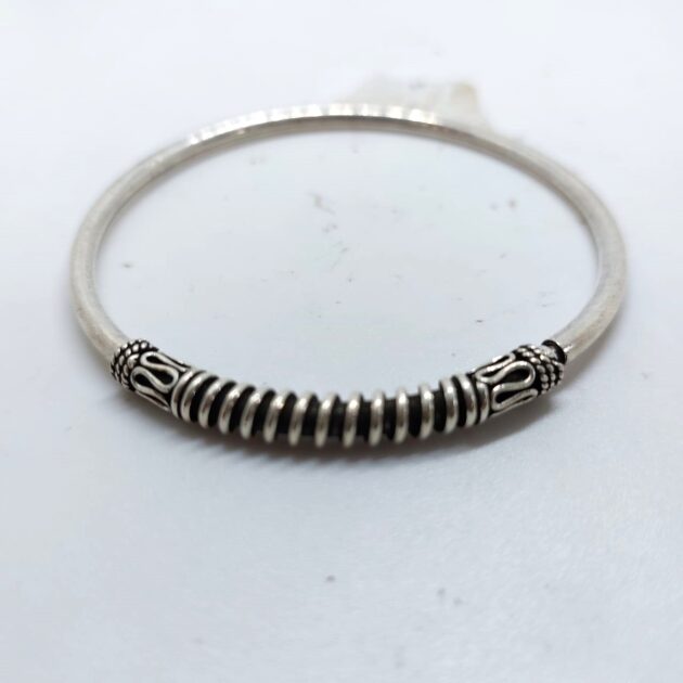 Oxidized Simran Balls silver Kada