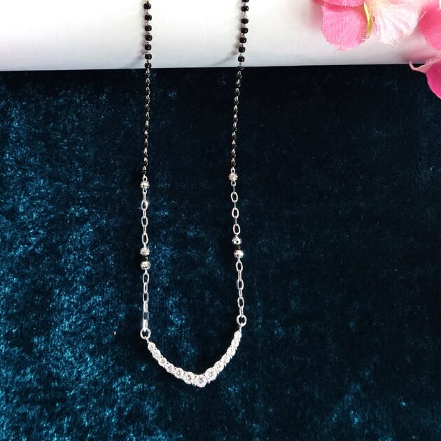 Solitaire Spark Silver Mangalsutra