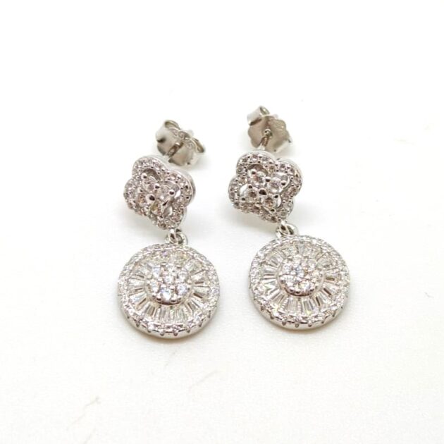 Stellar Halo Diamonds Silver Earrings