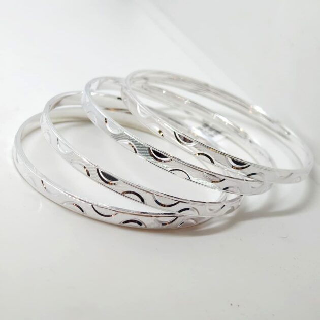 Stacking Set of 4 Silver Bangles - Image 2