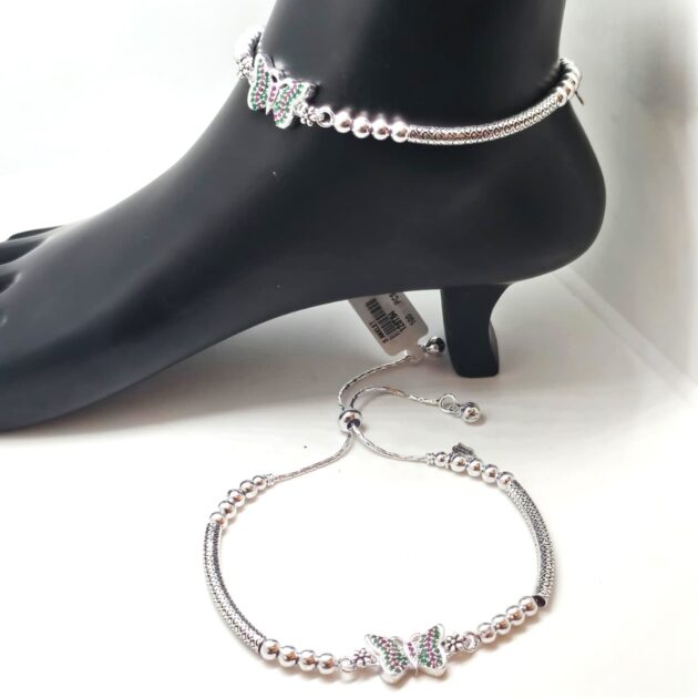 Graceful Flutter Sterling Silver Butterfly Anklet