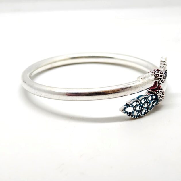 Elegant Peacock Design Silver Kada - Image 2