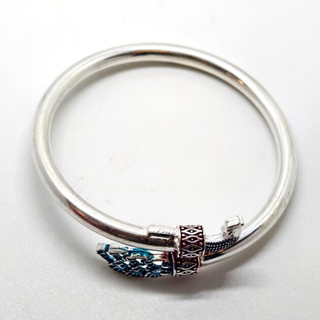 Elegant Peacock Design Silver Kada - Image 3