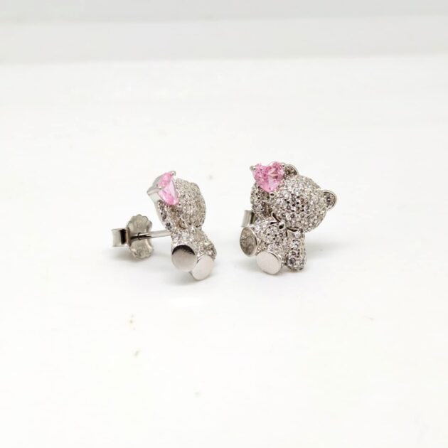 Diamond Teddy Charm Earrings - Image 2