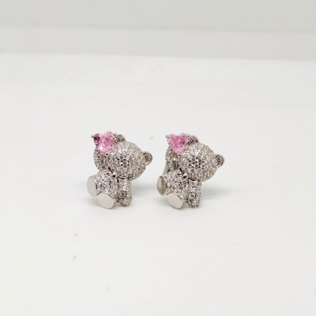 Diamond Teddy Charm Earrings - Image 3