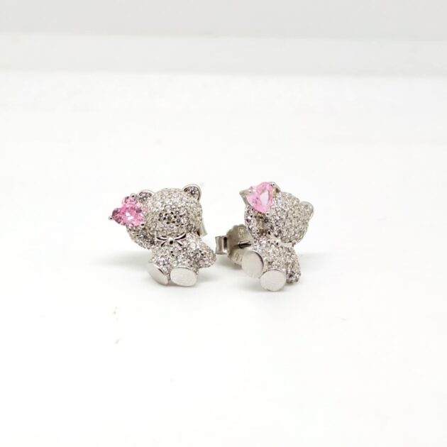 Diamond Teddy Charm Earrings