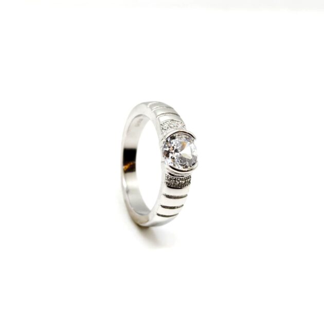 Diamond Dewdrop Silver Ring