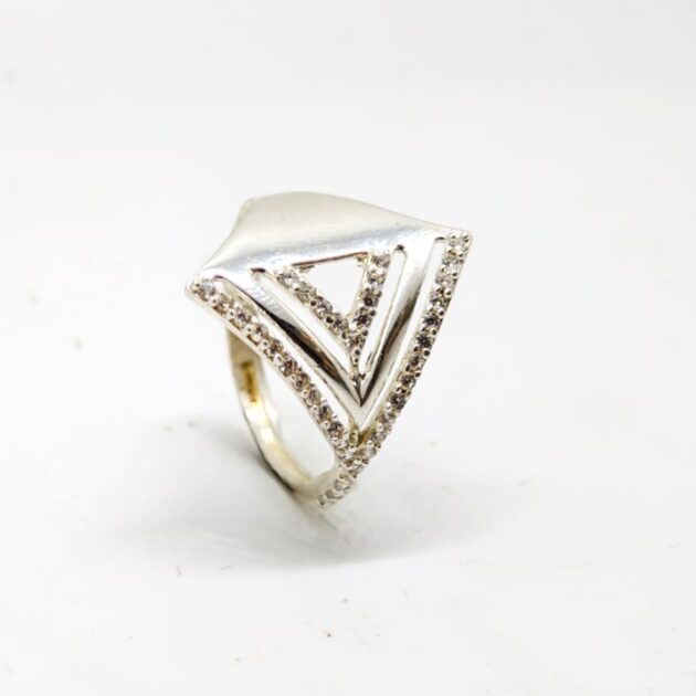 Dewdrop Diamond Silver Ring - Image 2
