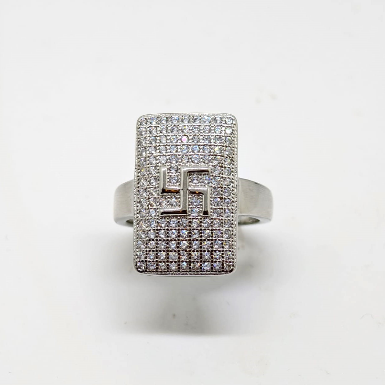 Shubh Aarambh Swastik Silver Ring - Image 3